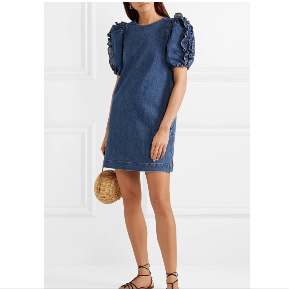 Ulla Johnson NWT Poppy Ruffle Mini Denim Dress